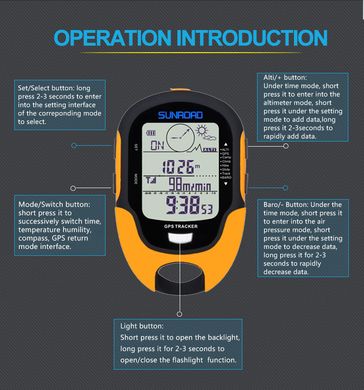 Метеостанция SunRoad FR510A GPS трекер, барометр, высотомер, компас, термометр