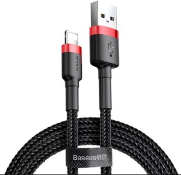 Кабель заряджання Baseus Cafule "USB to Lightning" 2.4A 0.5м Red+Black