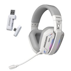 Ігрові трирежимні навушники Somic MH201 2.4G із наднизькою затримкою та знімним мікрофоном White