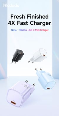 Быстрая зарядка Mcdodo Nano Series 20W PD Charger White CH-4020