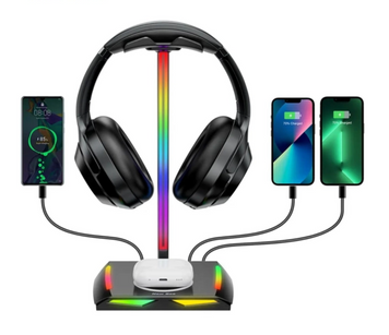 Підставка для ігрових навушників 5 в 1 RGB New Bee Z12 з бездротовою зарядкою Black