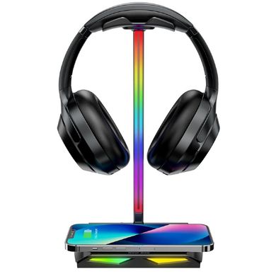 Підставка для ігрових навушників 5 в 1 RGB New Bee Z12 з бездротовою зарядкою Black