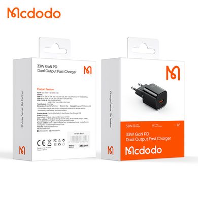 Зарядное устройство на 2 порта Mcdodo Nano Series 33W PD+QC Dual Port Charger CH-0151 Black