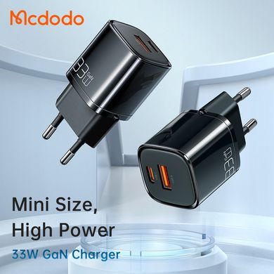 Зарядний пристрій на 2 порти Mcdodo Nano Series 33W PD+QC Dual Port Charger CH-0151 Black