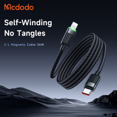 Кабель швидкого заряджання з магнітною функцією Mcdodo USB-C to Lightning 36W Magnetic Self-Winding Data Cable 1.2m CA-2010