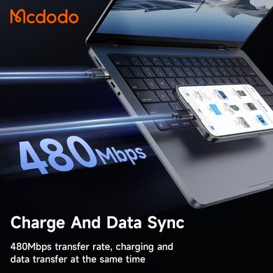 Кабель швидкого заряджання з магнітною функцією Mcdodo USB-C to Lightning 36W Magnetic Self-Winding Data Cable 1.2m CA-2010