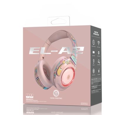 Беспроводные игровые стерео наушники с микрофоном EL-A2 Deep Bass Розовые