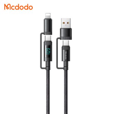 Многофункциональный нейлоновый кабель 4-в-1 Mcdodo 60W USB-C/USB-A to USB-C/Lightning Travel Cable 1.2m CA-1990