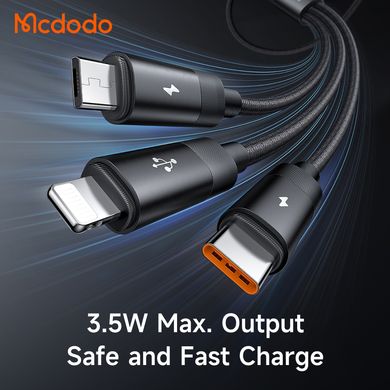 Многофункциональный кабель Mcdodo 3 in 1 USB-A to USB-C+Lightning+Micro USB Data Cable 1.2M CA-5790