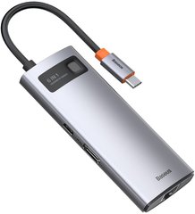 USB-хаб Baseus Metal Gleam Series 6-in-1 Multifunctional Gray (USB3.0+4KHD+RJ45+Type-C)