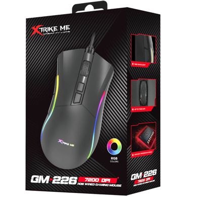 Мишка XTRIKE ME GM-226, ігрова 7200dpi., 7кн.,RGB, чорна