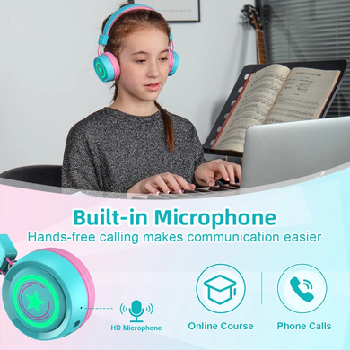 Детские беспроводные bluetooth наушники New Bee KH22B Pink