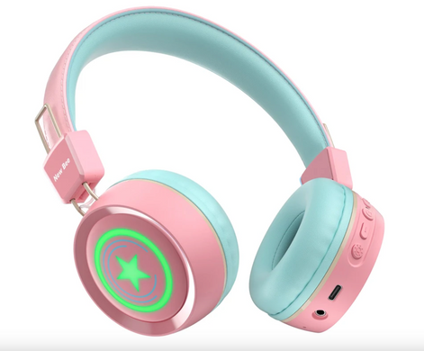 Детские беспроводные bluetooth наушники New Bee KH22B Pink