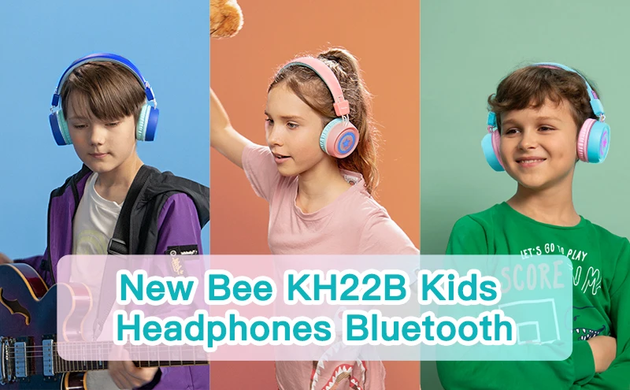 Дитячі бездротові bluetooth навушники New Bee KH22B Pink