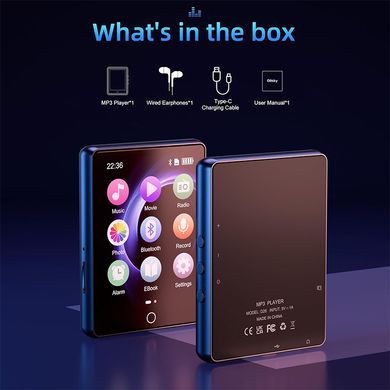 MP3 плеєр A6 Bluetooth Hi-Fi 32Gb з повним сенсорним екраном, FM радіо та диктофоном