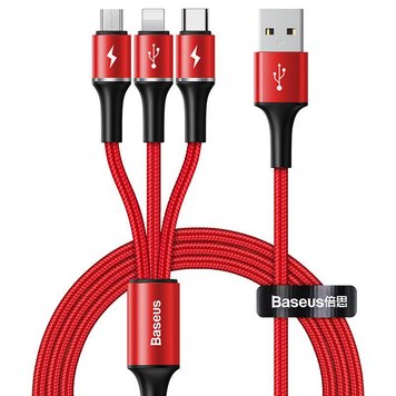 Kabel Baseus Rapid Seria 3 w 1 1,2 M Kabel Micro+Lightning+Typ-C Czerwony