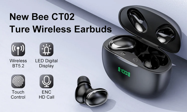 Беспроводные bluetooth наушники New Bee CT02