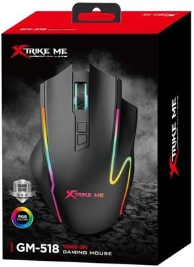 Мышка XTRIKE ME GM-518, игровая 12800dpi., 9кн., RGB, высокий профиль, черная