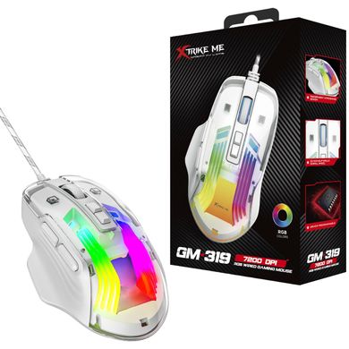 Мышка XTRIKE ME GM-319, игровая 6400dpi., 7кн., RGB, белая