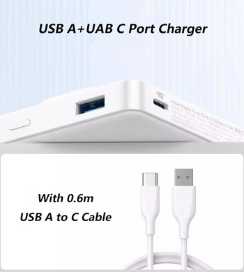 Магнітний бездротовий павербанк Anker Magsafe A1652 10000 mAh з підставкою White