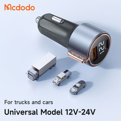 Автомобильное зарядное устройство Mcdodo 75W Digital Display PD Fast Car Charger с двумя портами USB-A/Type-C CC-3690