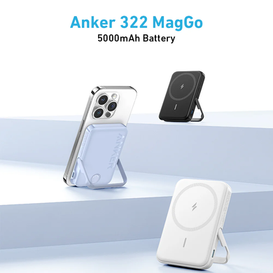 Магнитный беспроводной павербанк Anker MagGo A1618 5000 mAh 12W с подставкой Black