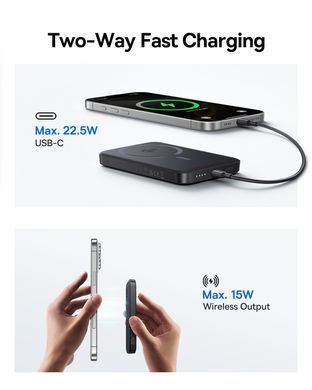 Магнітний павербанк Baseus EnerFill FM12 Qi2 10000mAh 22.5W, бездротова зарядка 15W, MagSafe, USB-C, White