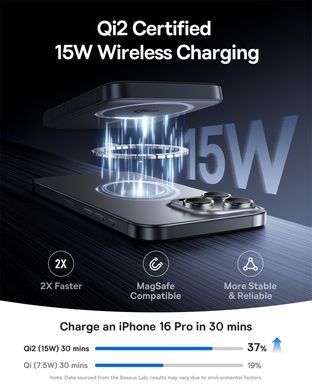 Магнітний павербанк Baseus EnerFill FM12 Qi2 10000mAh 22.5W, бездротова зарядка 15W, MagSafe, USB-C, White