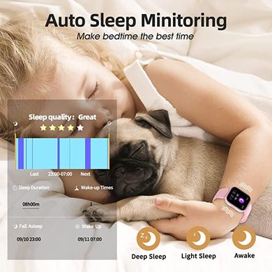 Детские смарт часы Zongxin H39T с термометром и мониторингом сна Розовые