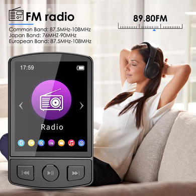 MP3 плеер A7 Bluetooth 5.2 Hi-Fi 32Gb с клипсой, FM радио и диктофоном