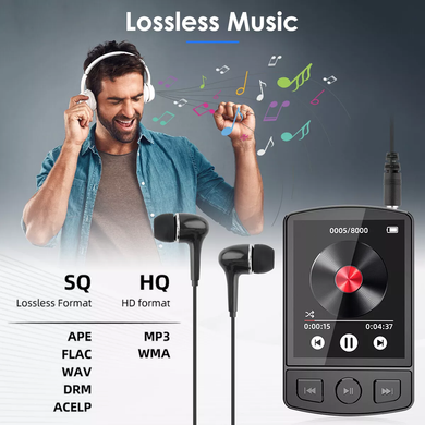 MP3 плеер A7 Bluetooth 5.2 Hi-Fi 32Gb с клипсой, FM радио и диктофоном