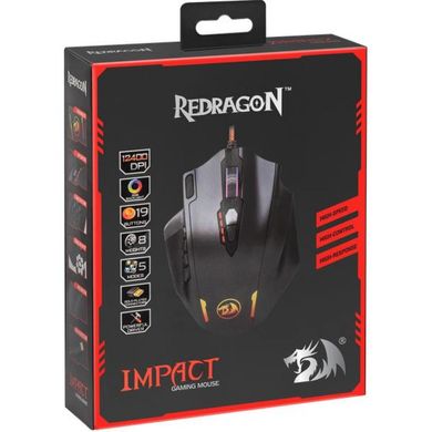 Мышка Redragon Impact RGB, игровая, 12400dpi., 24кн., черная