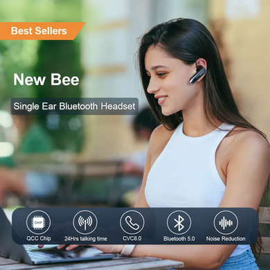 Бездротова bluetooth гарнітура New Bee LC-B41 HD Call  з шумопоглинанням Black