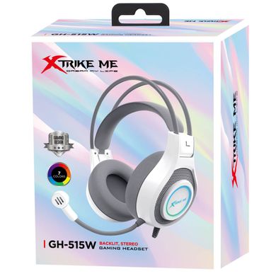 Игровая гарнитура XTRIKE ME GH-515, USB+3.5мм, 7 режимов RGB, кабель 2м, белая, 861092