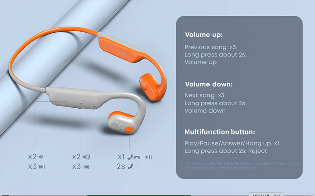 Бездротові спортивні навушники Langsdom Opetec Race 4 із спрямованим звуком Orange